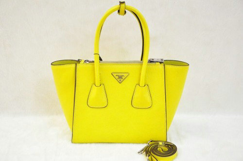 2014 Prada Calf Leather Tote Bag BN2625 Lemonyellow